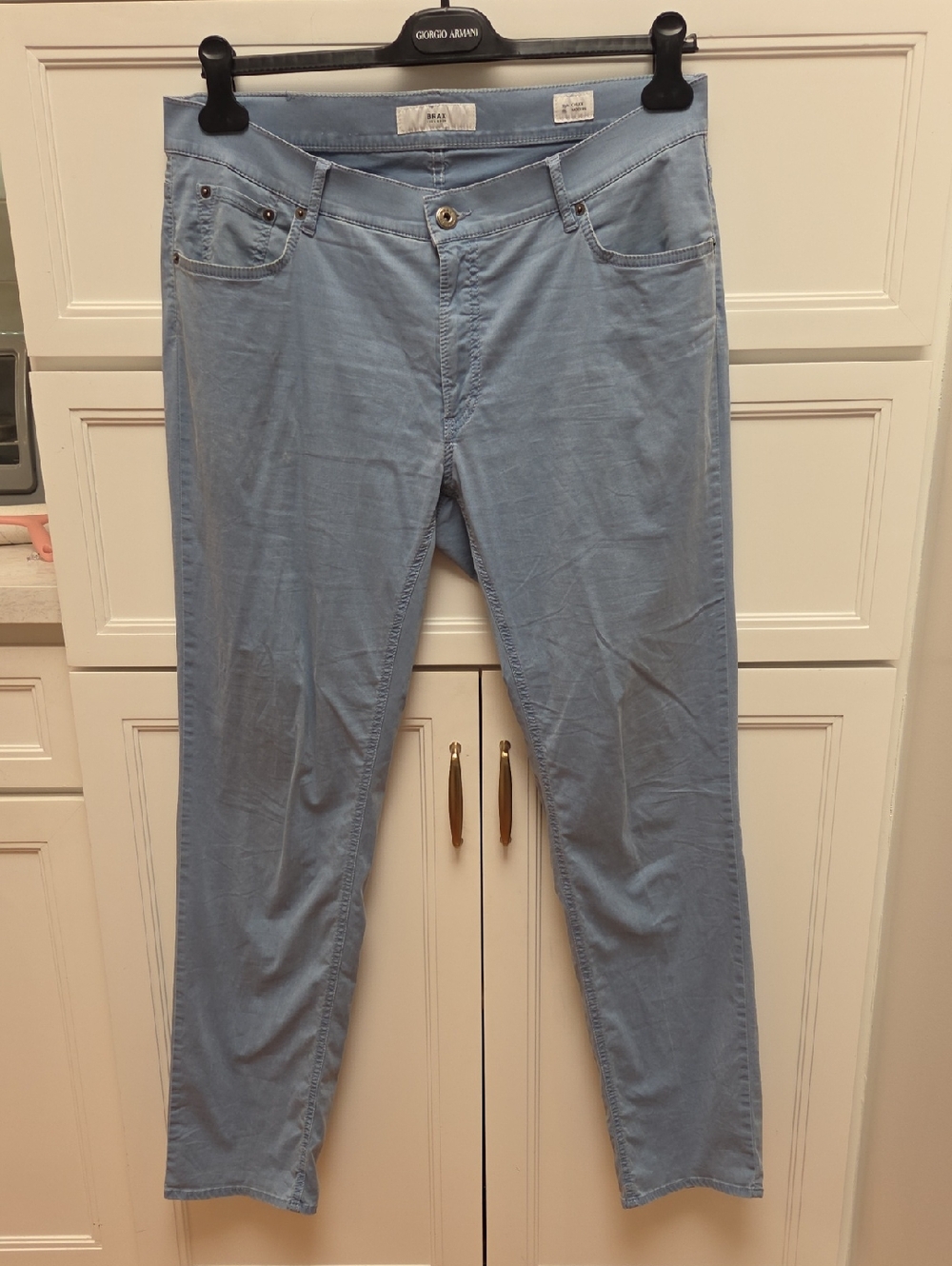 BRAX Feel Good Men's Chuck Pants: Light Blue Slim Breathable Chinos (36/32)